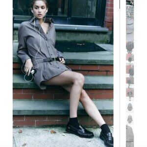 NWT ZARA BELTED JUMPSUIT DRESS GRAY